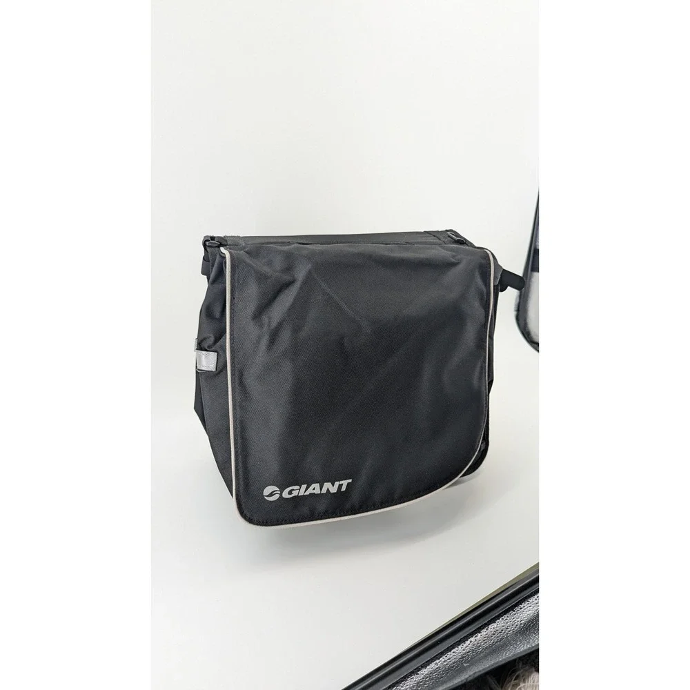 Giant Double Pannier Bicycle Rear Rack Bag Black Reflective Trim Commuter Bag